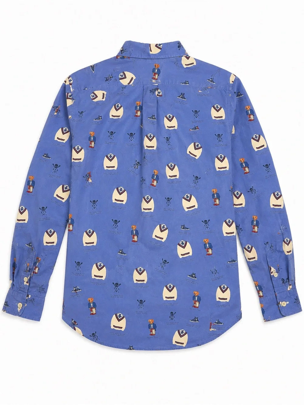 Ralph Lauren Boys XL 18-20 Blue Polo Bear Long Sleeve Button Down Shirt